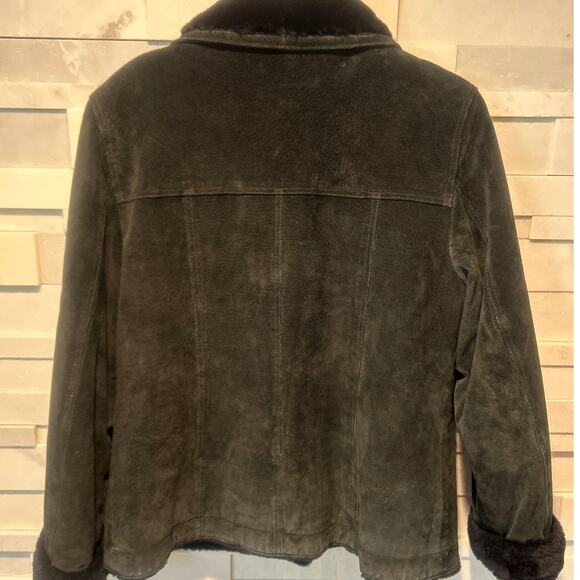 UTEX DESIGN UD Genuine Suede Faux Fur Collar Cuffs & Lining Jacket Black M - Picture 2 of 7